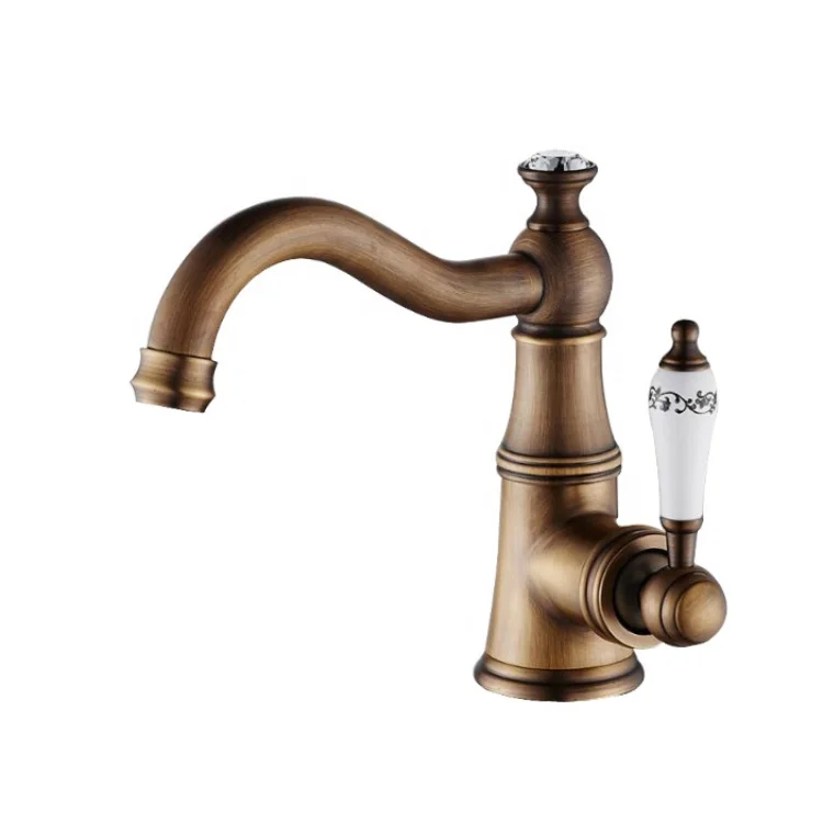 European basin mixer single lever classic hot cold water antique bronze copper basin faucet bathroom