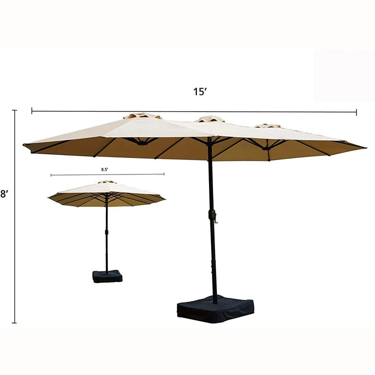 Double-sided Outdoor patio parsol with crank and base aluminum umbrella
