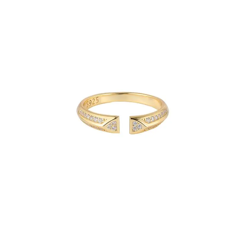 Silverbene Office CZ Geometry 925 Sterling Silver Adjustable Ring