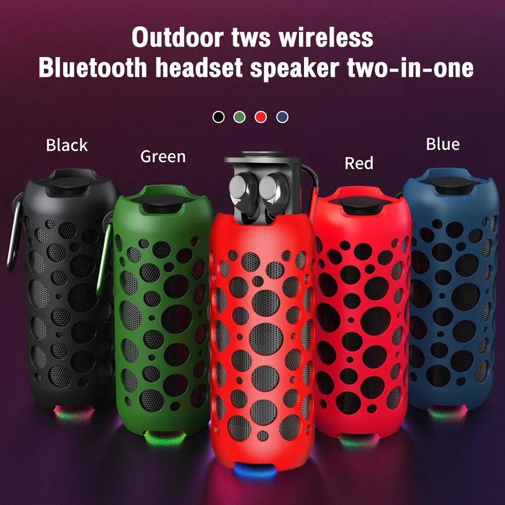 2023 Hot Selling 2 In 1 RGB Colorful Light Outdoor 2in1 Speaker With Headset BT Speaker With Headset Mini Portable