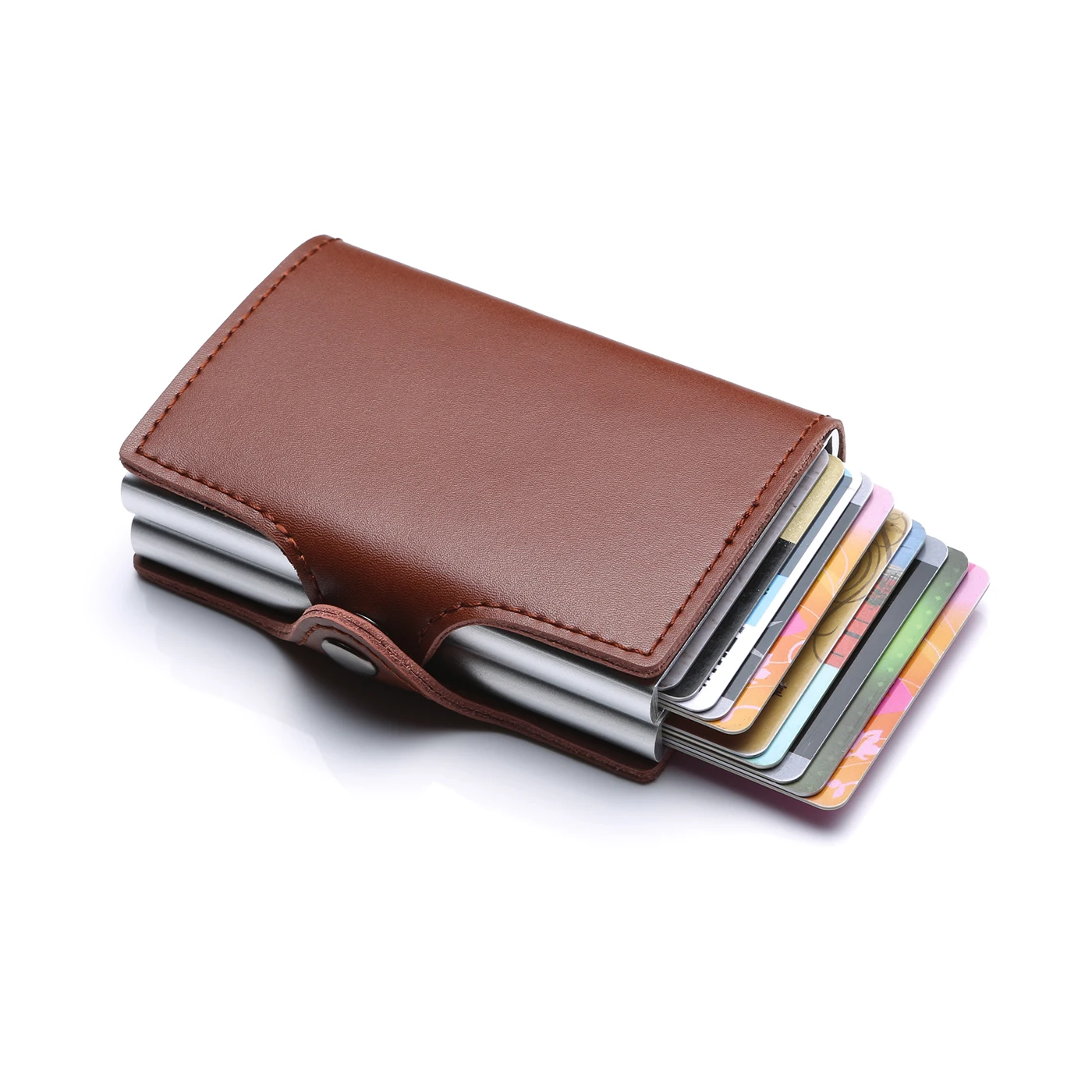 Free Shipping New Automatic Pop-up  Carbon Fiber  Travel  Card Protector Wallet