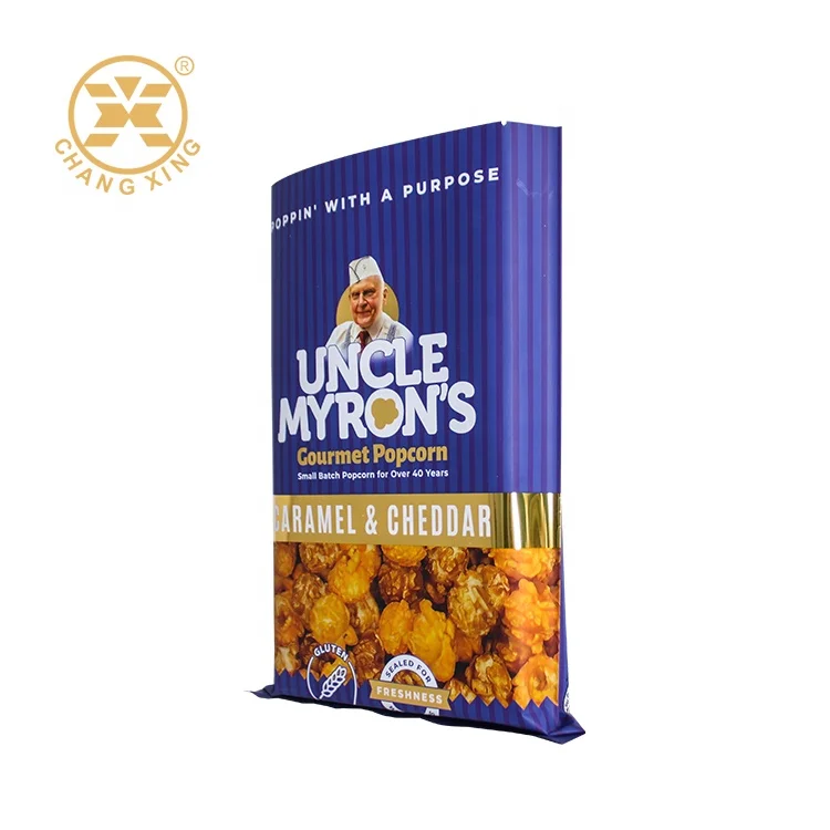 Gourmet Popcorn Packaging bag Three side sealed Food contact plastic food Gourmet packaging bag