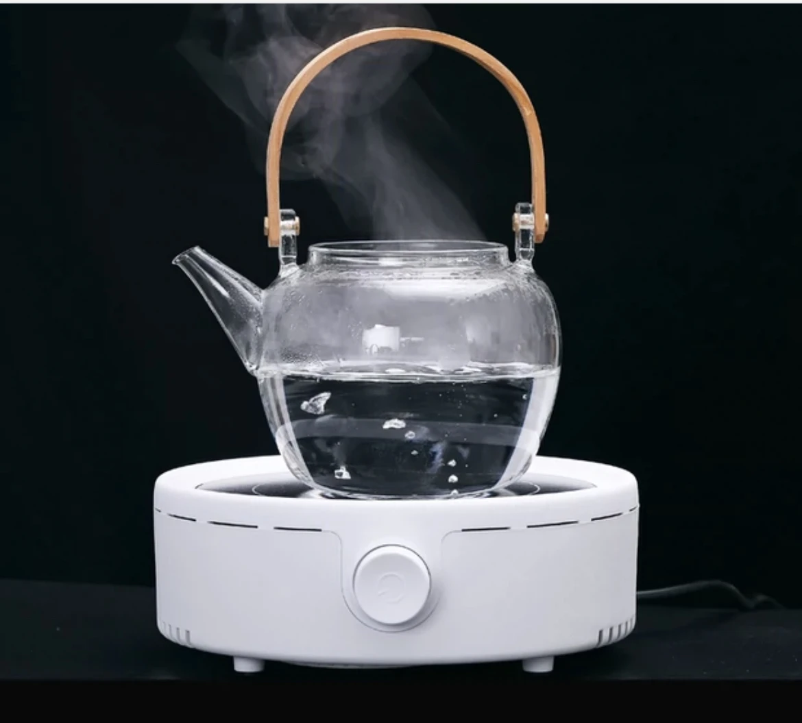 Custom 2022 new design High borosilicate hammer pattern glass tea kettle handle pot tea set 1100 ml