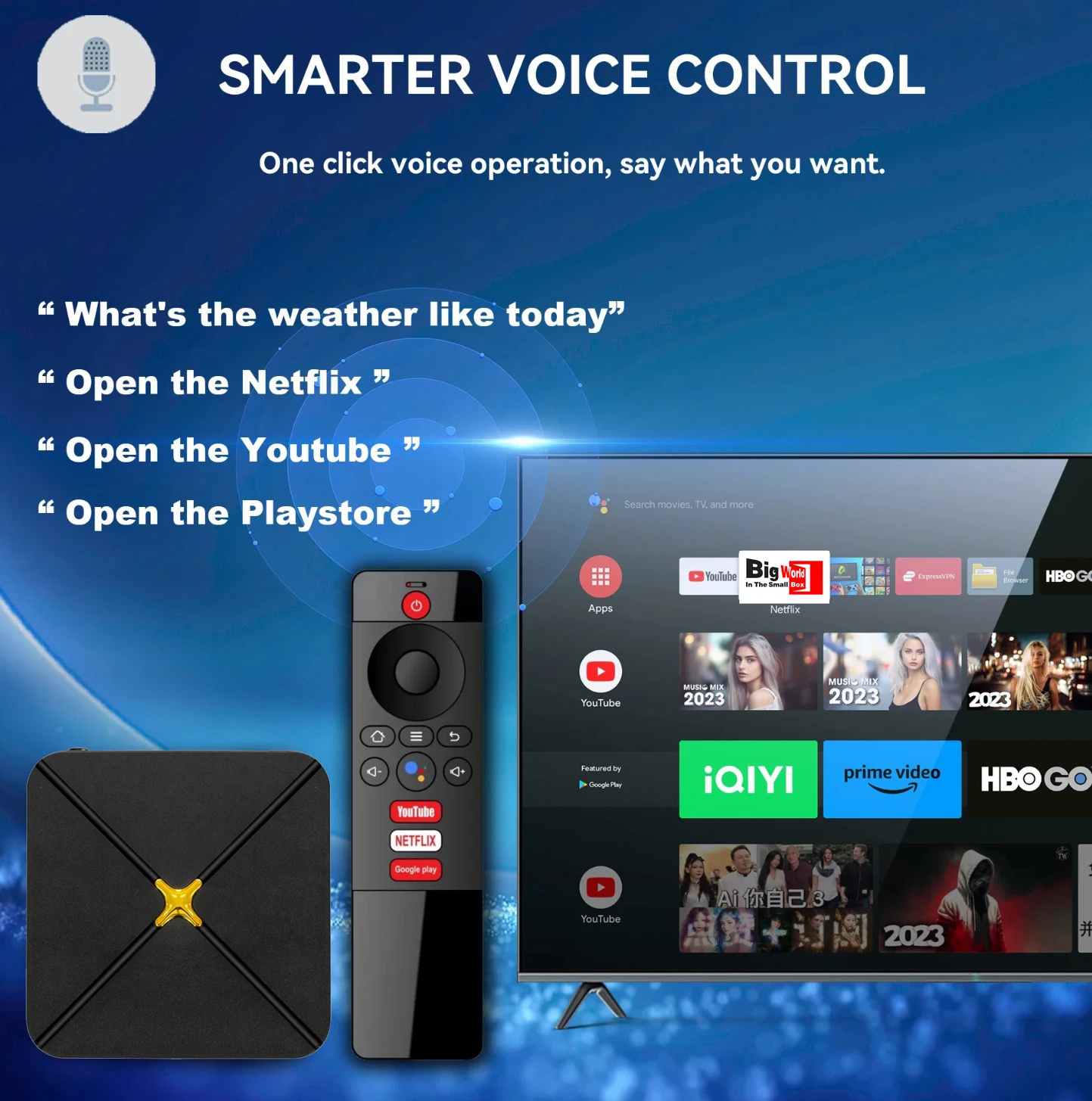 Q5 ATV UI Android Tv Box 4k android tv box Set Top Box Ip tv Dual Band Wifi 2GB 8GB Android 10 System 4k HD Voice remote control