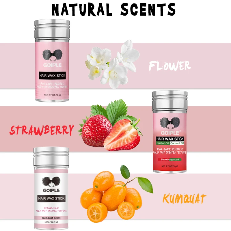 Custom Logo Hair Finishing Rod for Flyaways Private Label Anti Frizz Products for Women Tame Fly Away Castor Oil Hair Wax Stick