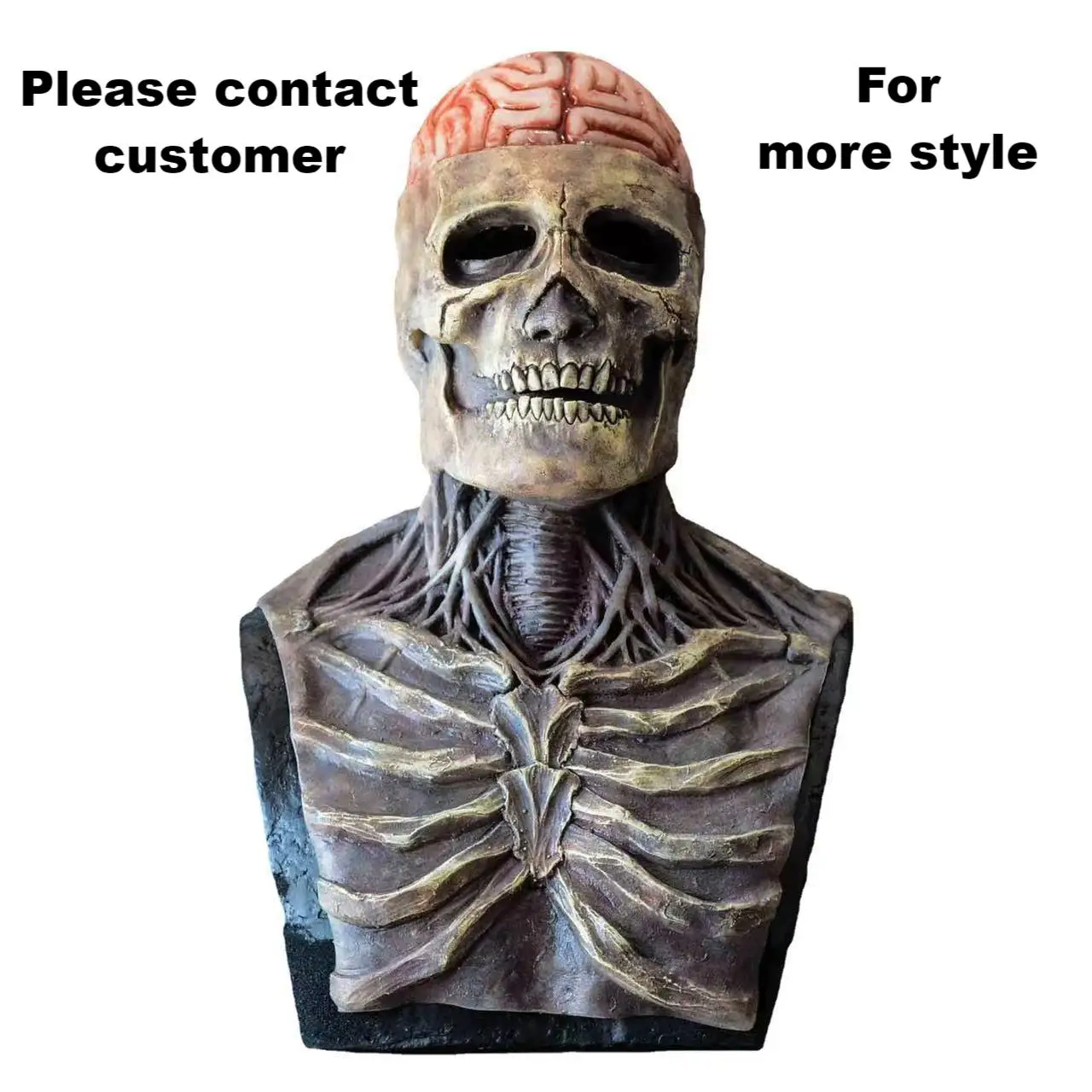 Halloween Scary Skull Mask Moving Jaw Full Head Skeleton Movable Jaw Moving Mouth Helmet Face Masks Horror Human Latex