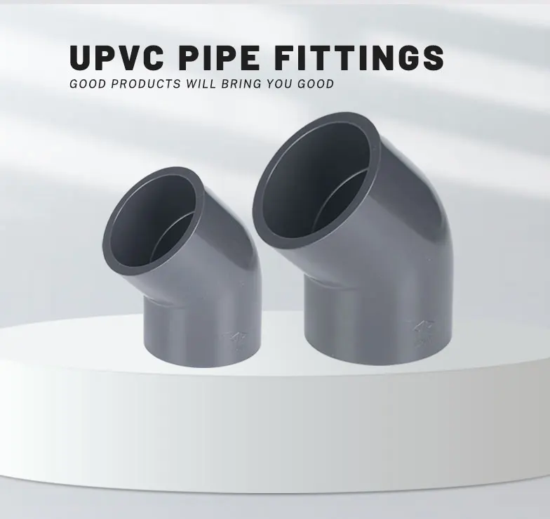 20-315MM ANSI SCH80 DIN Standard Gray BLACK  Coupling Elbow Fitting PVC 45 Degree Elbow Pipe Fittings