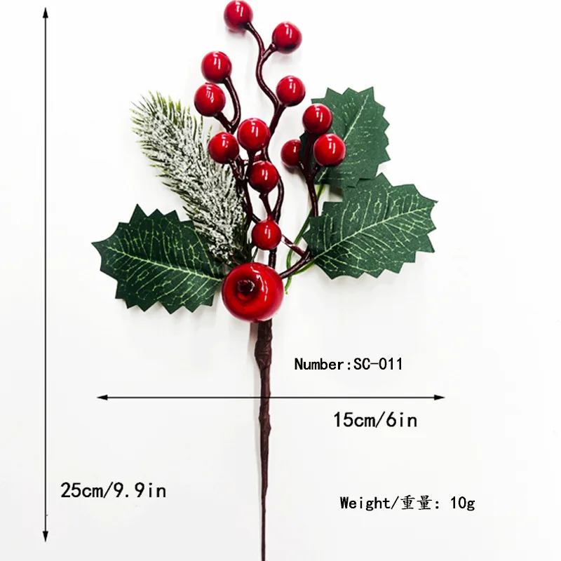 Christmas artificial pine cone branches snowflakes pine needles berries red fruit branches christmas decorative bouquet
