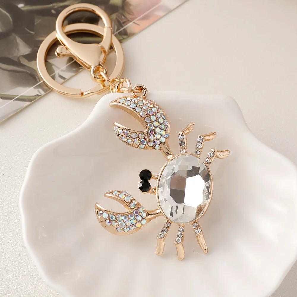 New Arrival Rhinestone Handbag Pendant Cute Crab Charm Exquisite Decoration Gift KeyChain