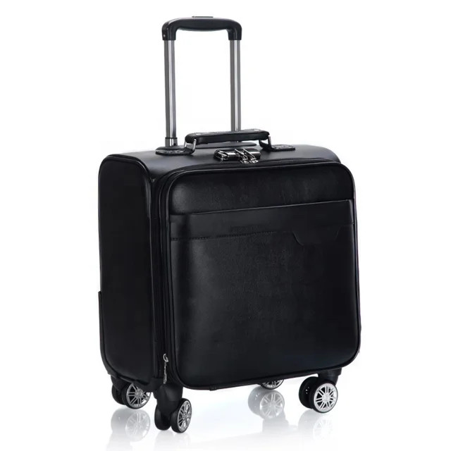 PU leather travel luggage trolley bag for business trip