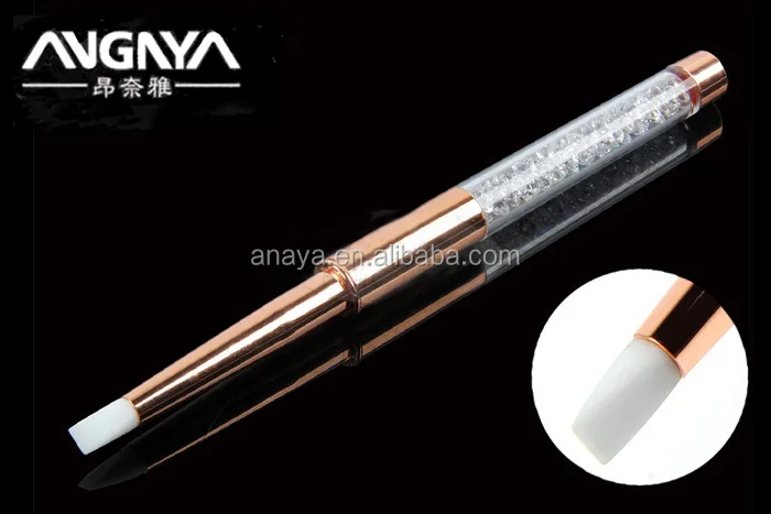 OEM &ODM 100 % Kolinsky Beauty Rose Gold Two Head Silicone Head Nail Tool Gel Acrylic 3D Nail Brush Set