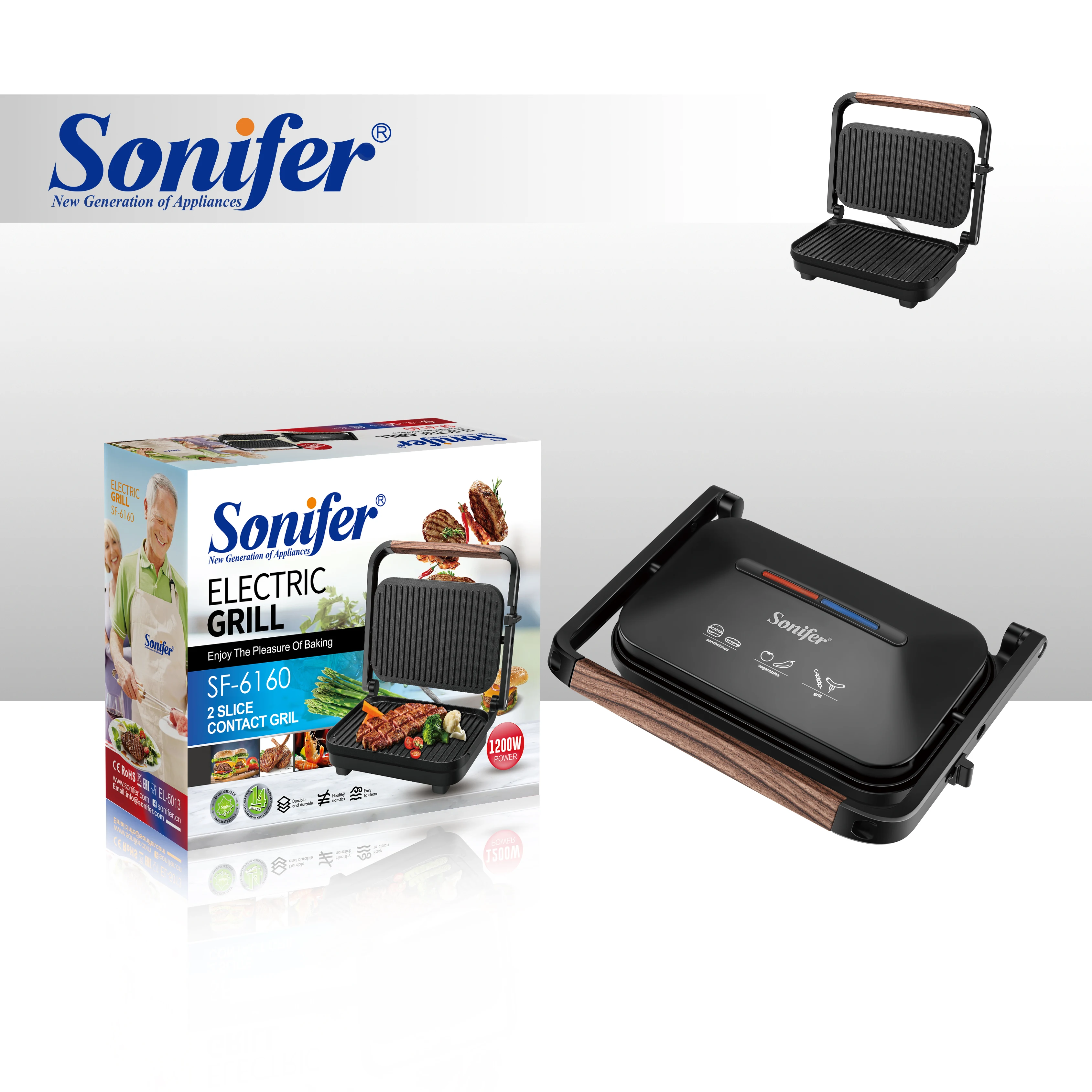 Sonifer SF-6160 Hot selling Multi-Functional Non-Stick Sandwiches roasts Baking Pan electric grill