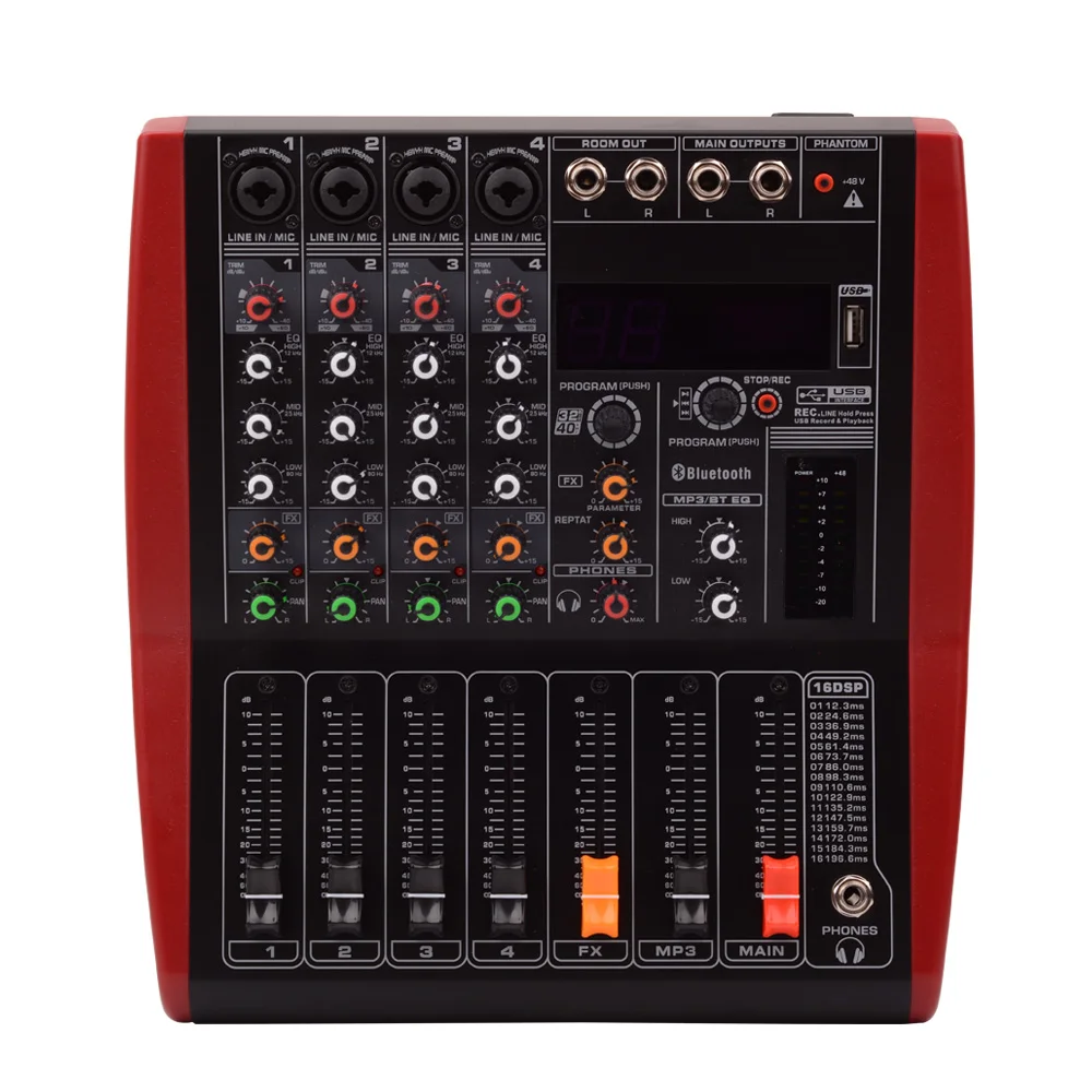 China Supply wholesale professional 4 channel bl DJ Audio Mixer with USB