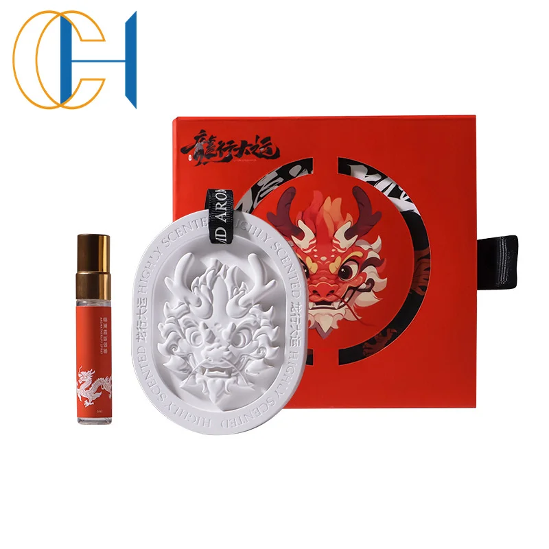 C&H 2024 Hot Sale Handmade Decorative Matte White Flowers Plaster Luxury Customized Aroma Hanging Air Fresheners for Car