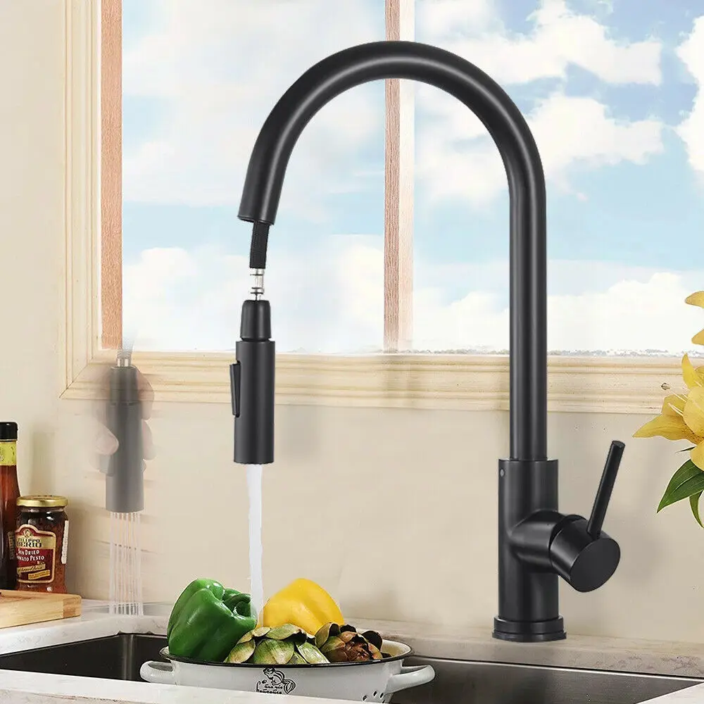 Kitchen Taps Home 304 Stainless Steel Sink Hot And Cold Matte Black Faucets Set With Extender Sprayer