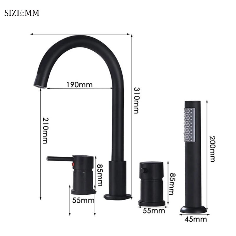 
All-Copper Thermostatic With Embedded Split Four-Piece Rain Shower Hot and Cold Rotatable Bathtub Faucet 