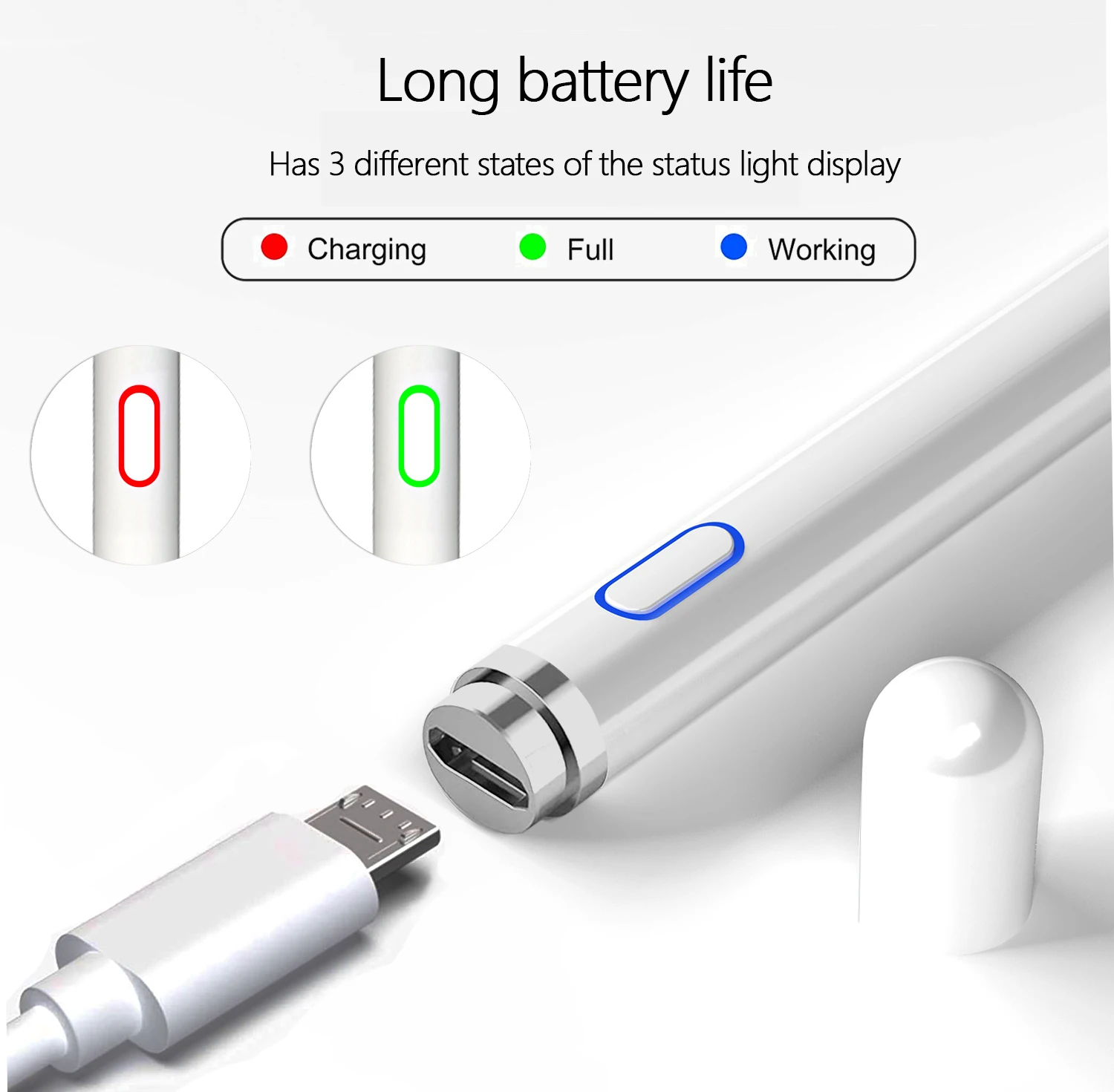 European  hot sell new fashion customized  white colour metal alloy active stylus pen for touch screen for apples pencil