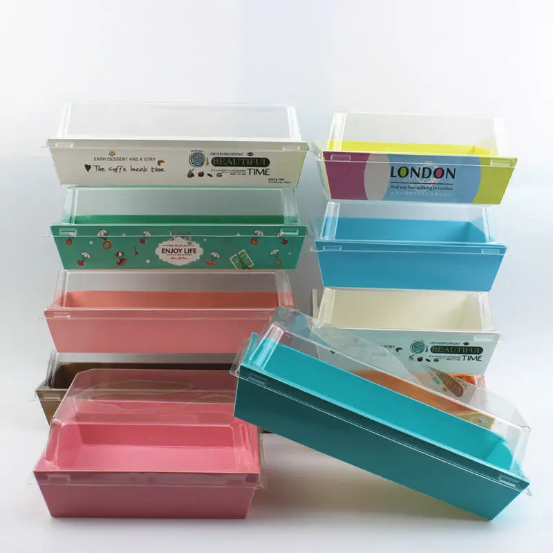 Wholesale Custom Logo Donut Dessert Puff Biodegradable Packaging Box Bakery Sushi Cake Paper Packaging Fast Food Delivery Box