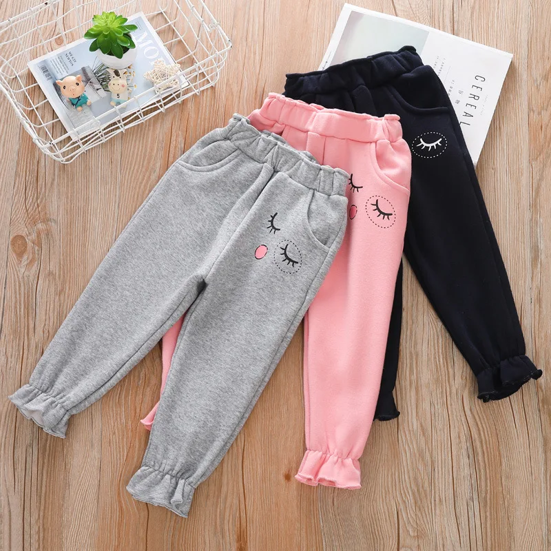 Bán Buôn Trẻ Em Dày Quần Mùa Đông In Cô Gái Nhung Mồ Hôi