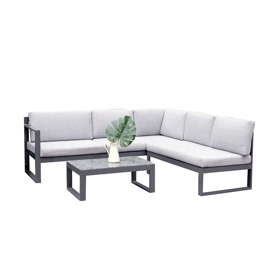 Aluminum metal frame Outdoor garden villa Coffee lounge sofa pull out section sofa