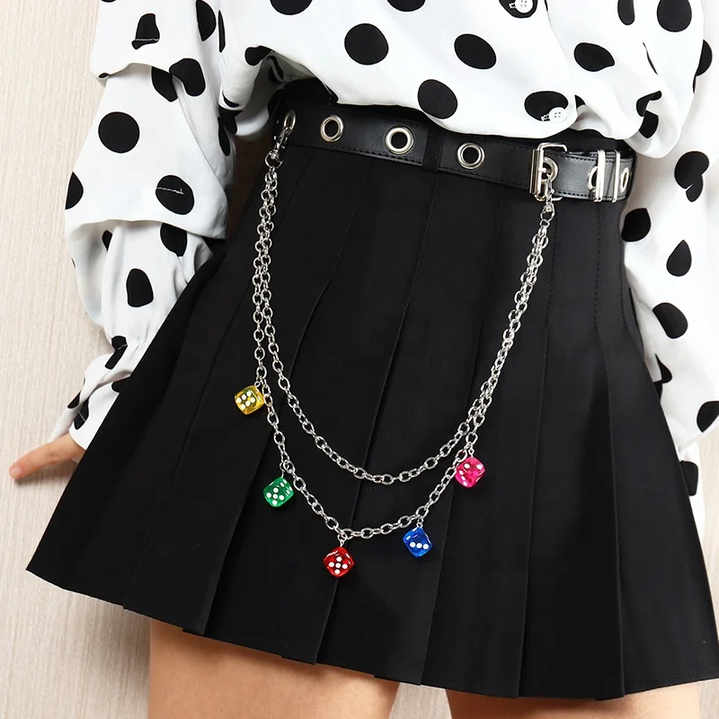 Punk hip hop metal pants chain personality simple mixed color resin pendant waist