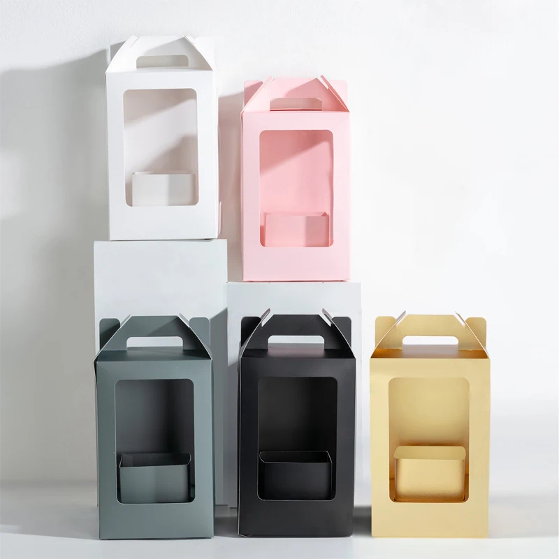 Flower box luxury packaging bag flower pattern type folding style box with window