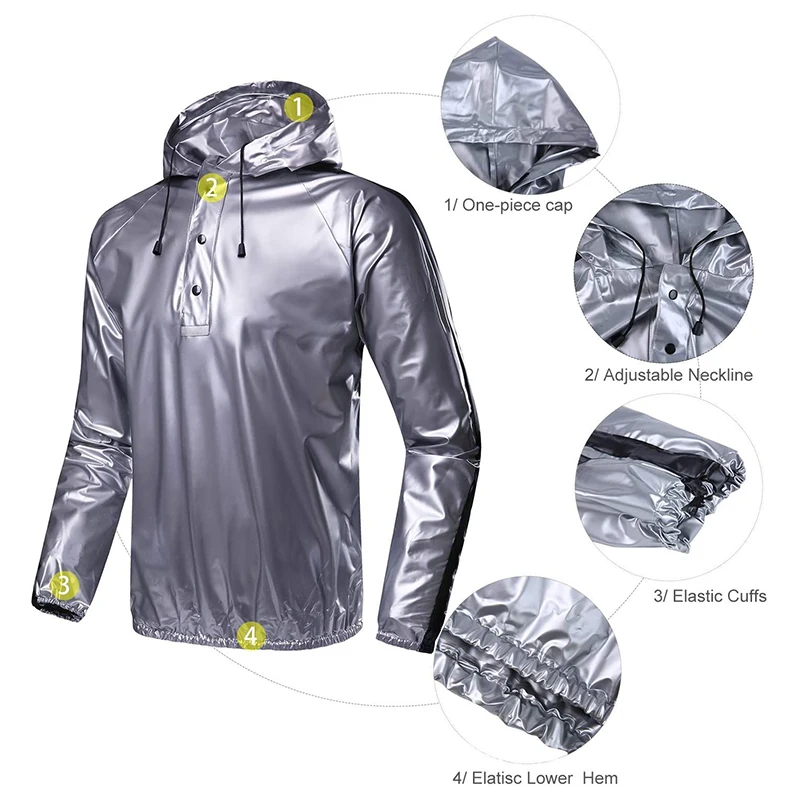 High Quality Full Plastic Sweat Suits Plus Size Hot PVC Weight Loss Sauna Suit Set For Men
