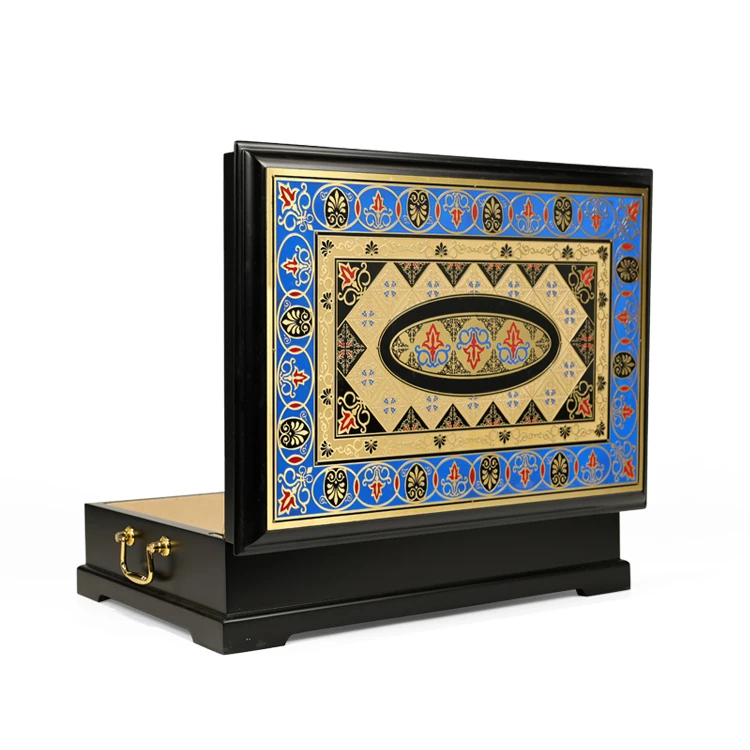 Arab Style Custom Blue wood extravagant wooden gift box large packaging box Universal luxury gift box