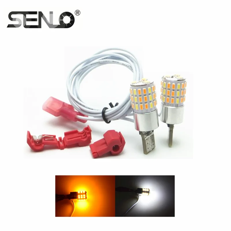T10 Led Braking Reversing Turn Signals DRL Daytime Running Tail Light Lamp Bulbs Yellow White Dual Color Motorcycle T10