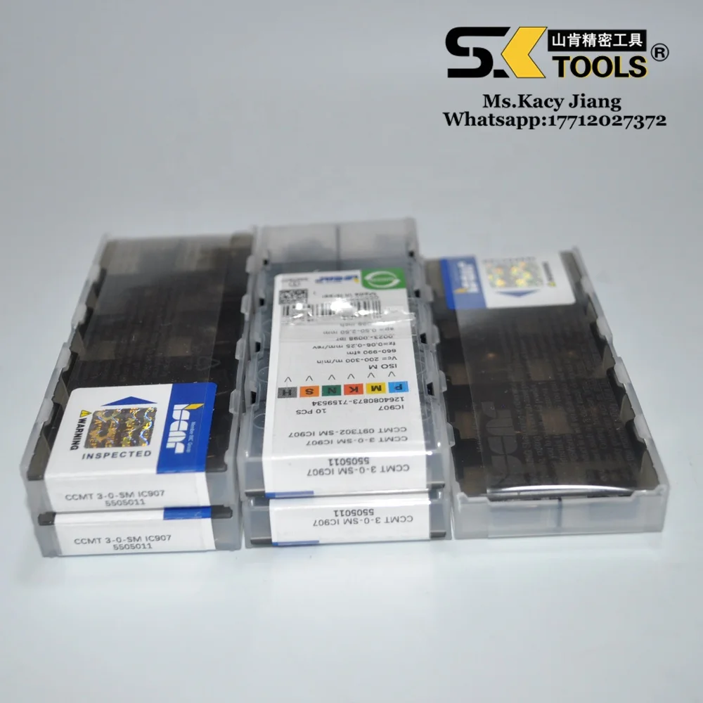 Original Iscar CNC Single-Sided Turning Inserts CCMT 09T302-SM IC907 for Semi-Finishing and Finishing on Soft AllMaterials and