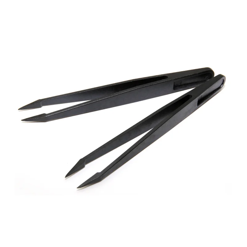 Black ESD Anti-static Carbon fiber Tweezers Electronic Plastic Tweezers Forceps PCB Repair Hand Tools