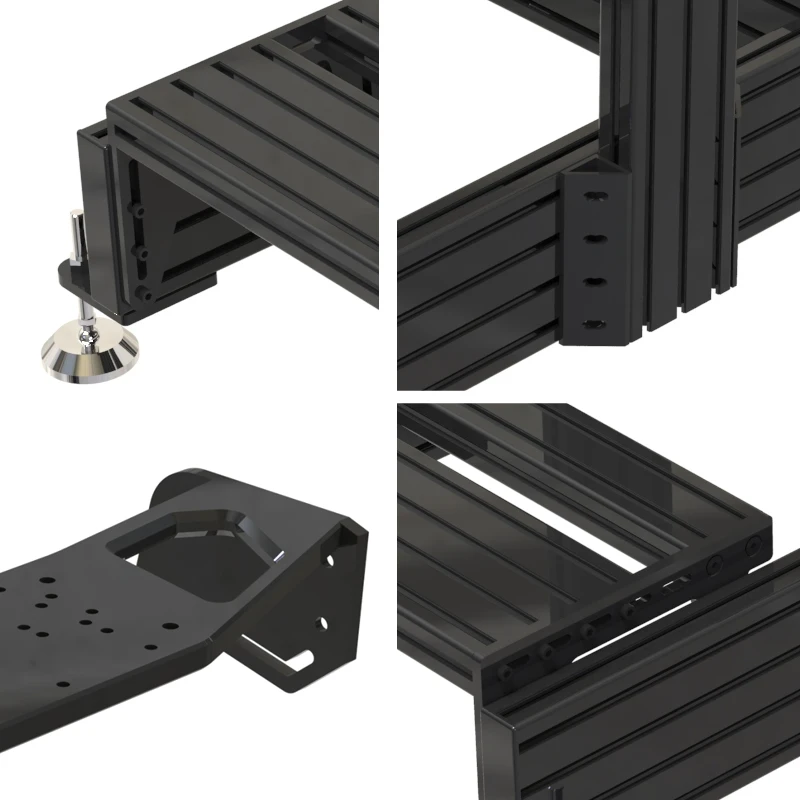 China Factory Wholesale newly design large stock aluminum black color anodized t slot complete sim racing rig