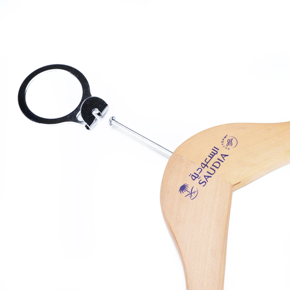 High Quality Anti-theft hotel hanger wooden clothes hangers with anti theft ring