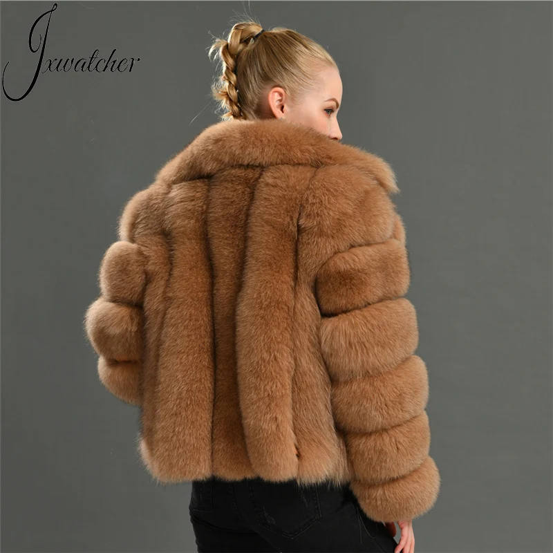 Hot Sale Ladies Winter Real Fur Jacket Women Genuine Natural Fox Fur Coat Striped Luxury Fox Fur Coat Women
