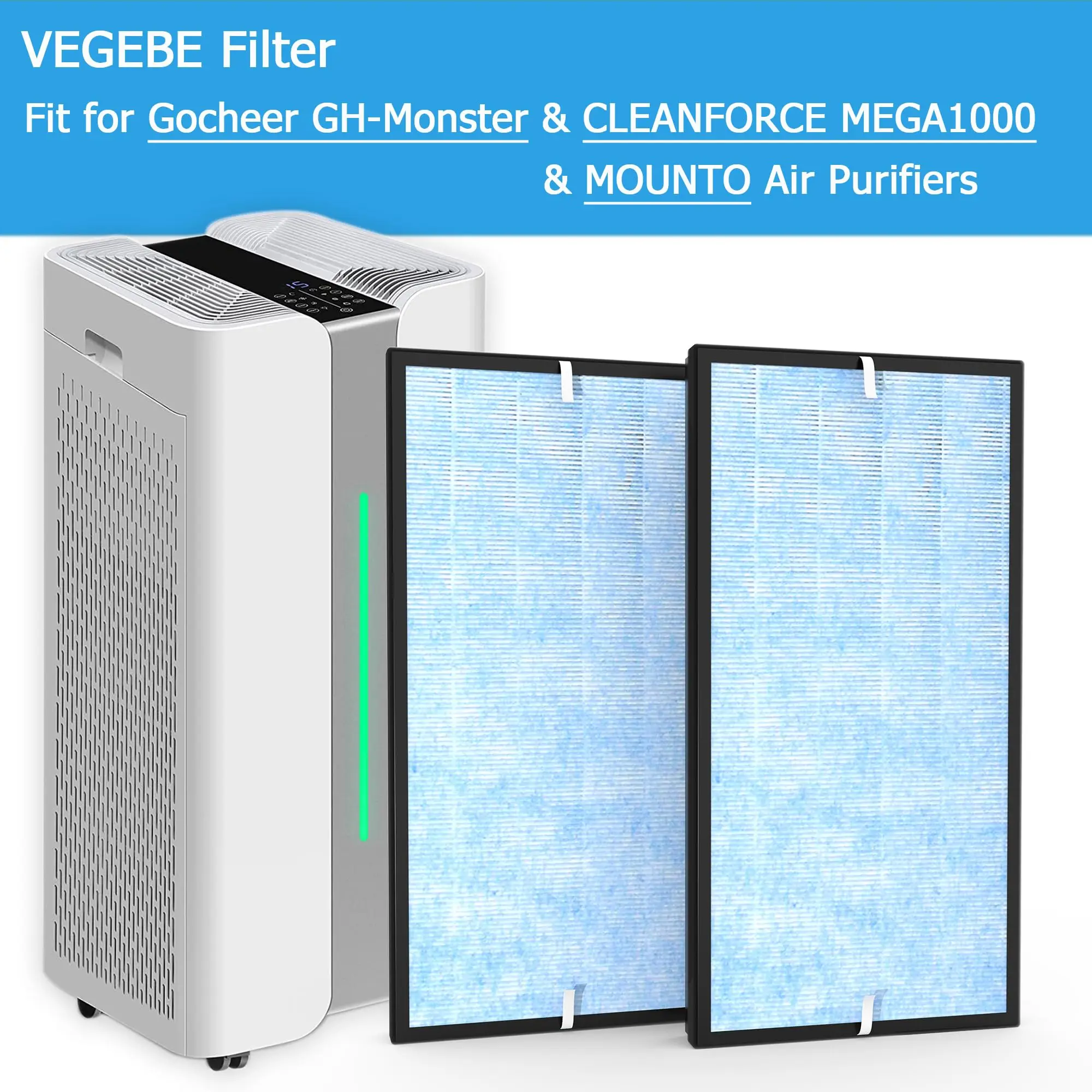 3-Stage Filtration Activated Carbon Replacement True HEPA Filter Kit Compatible with Hunter Tower Air Purifier HPF500 HPF520