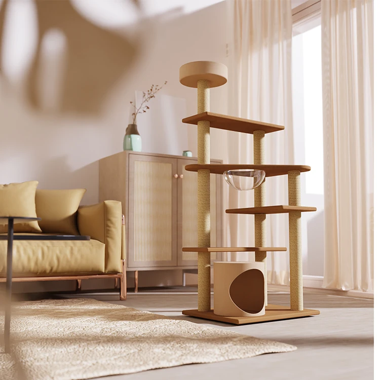 New fashion Melamine MDF Paper tube large cat tree tower condo furniture cat climbing frame playing house