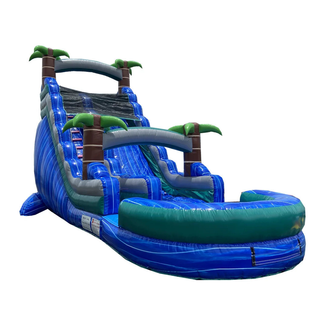 29 ft Most Popular Commercial palm tree inflatable water slide with swimming pool outdoor kids inflatable waterside water park