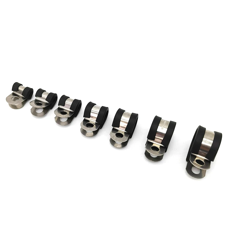 Pvc Coated Cable Clips Pvc Rubber Lined Coated Black Tube Hose Clamp Size 10mm Band Width 15mm Hole Dia 8mm Thickness 0.8mm