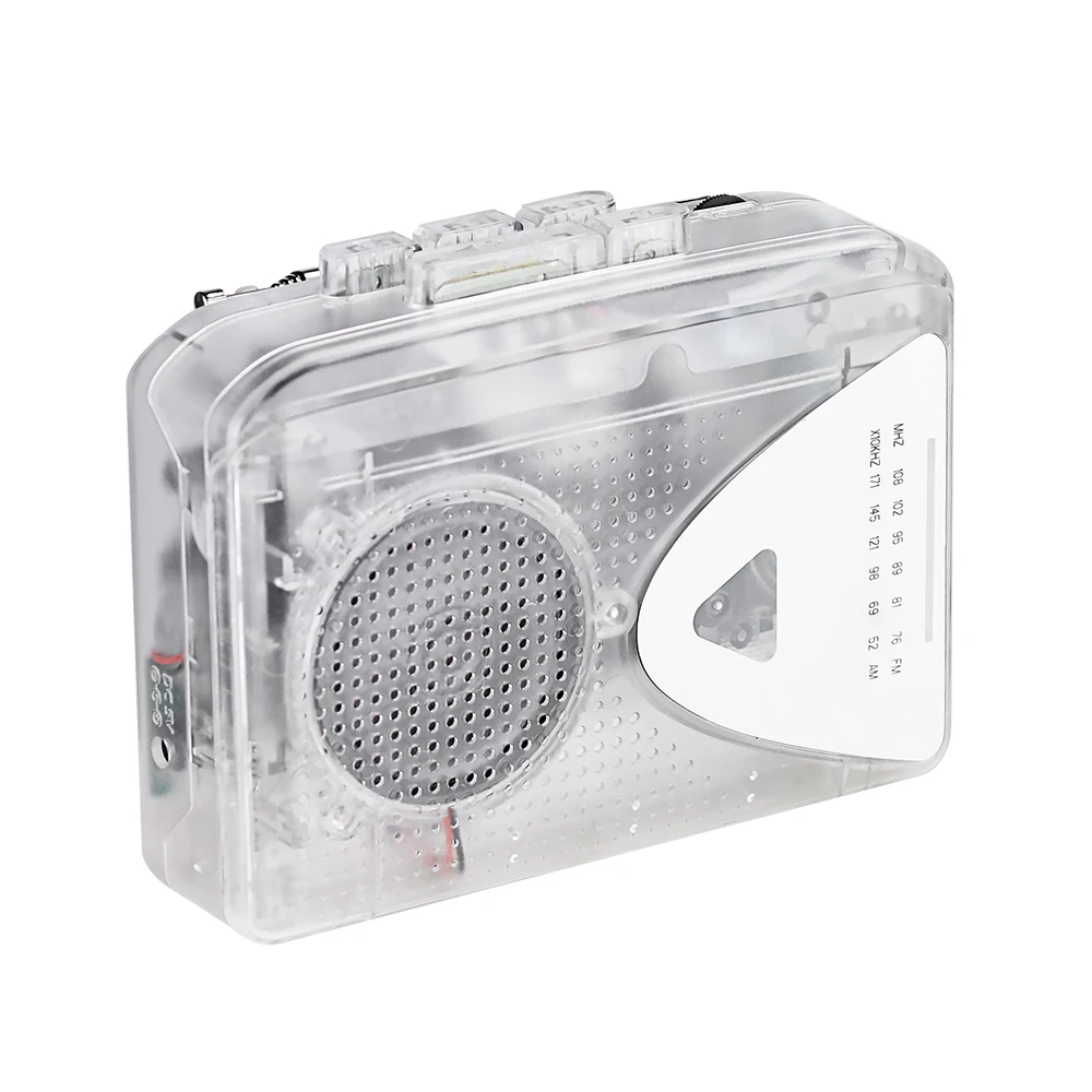 Factory Wholesale Transparent AM FM Radio Stereo Cassette Player Walkman with built in speaker