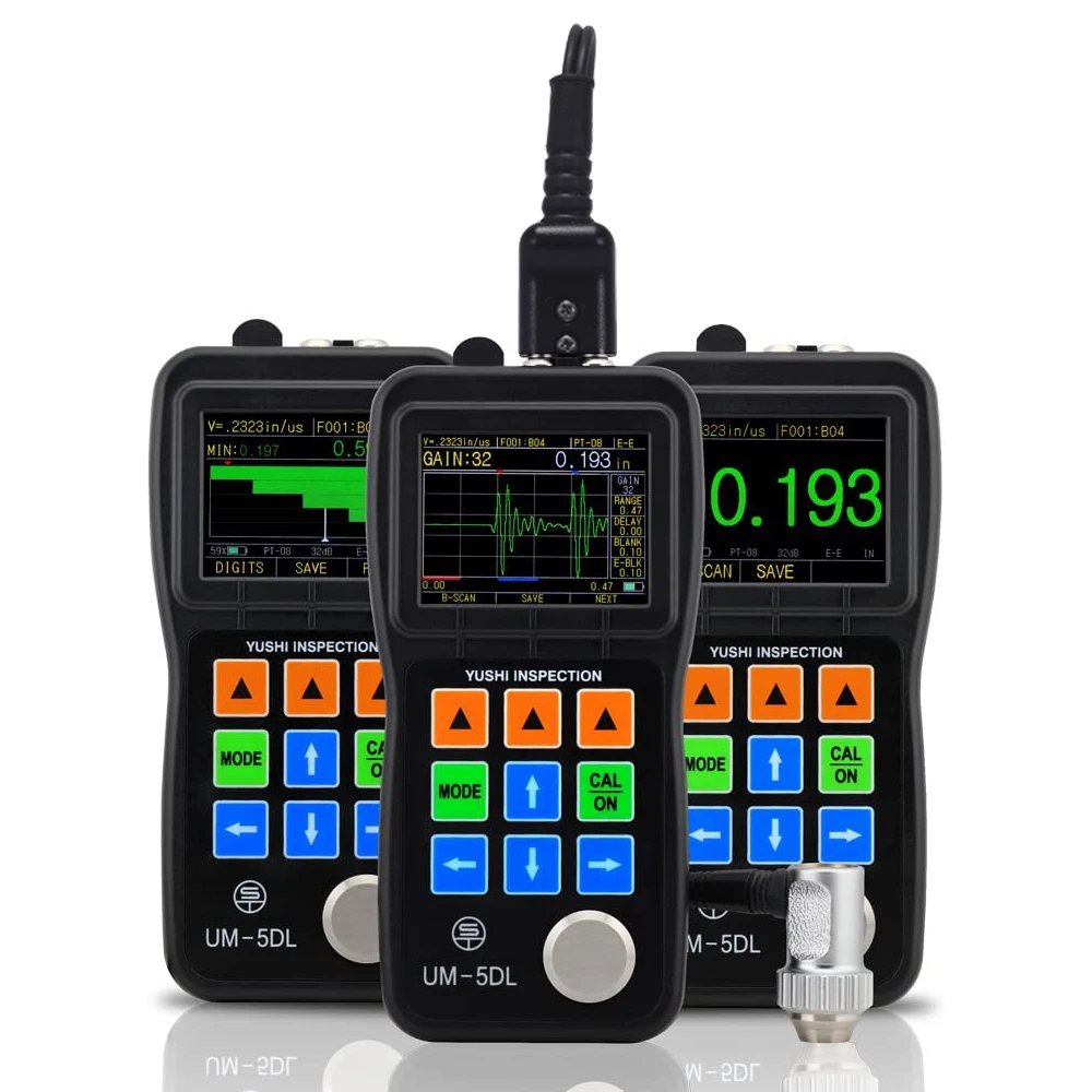 YUSHI 0.5mm to 508mm A Scan B Scan Ultrasonic Thickness Gauge UM-5 Resolution 0.01mm Through Paint NDT UT