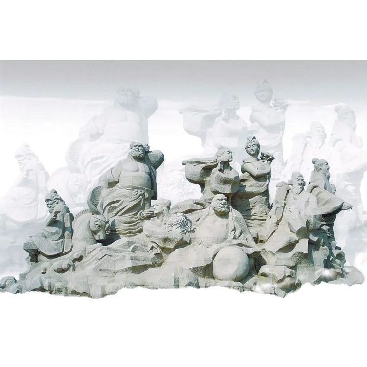 Chinese Folklore The Eight Immortals Crossing The Sea Antique Taoist Figures Sculpture Stone Large Funny Buddha Carving Statues