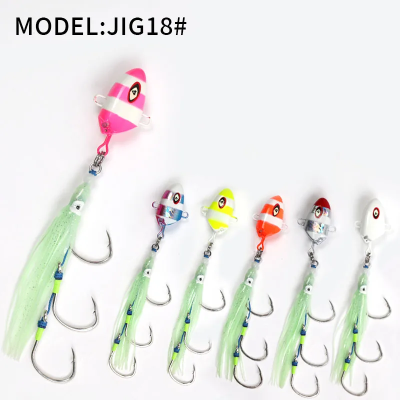 TEASER J18+HK012 OEM Gang hook rig metal jig assist hook kabura slow jig head Inchiku luminous saltwater fishing metal jig lure