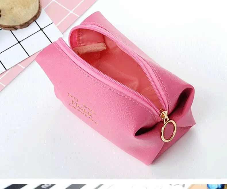 2022 Hot Sale Custom Logo Travel Cosmetic Bag Waterproof Beauty Toiletry Pouch Pu Leather Make Up Bag For Lady
