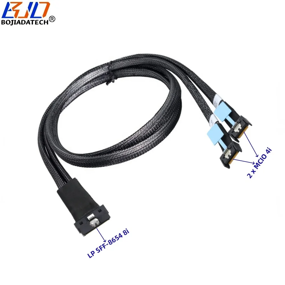 Низкопрофильный SFF-8654 PCI-E Slimline SAS 4 0 LP с 8i 74Pin на 2 x MCIO (SFF-8654) 4i 38Pin серверный кабель для подключения данных 1 м