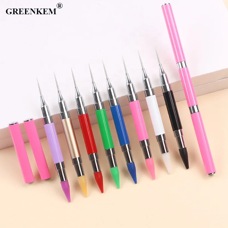 Wholesale Crystal Colorful Pick Up Pen Wax Rhinestones Picker Diamond Painting Pen Nail Art Brush Nail Dotting Wax Pen