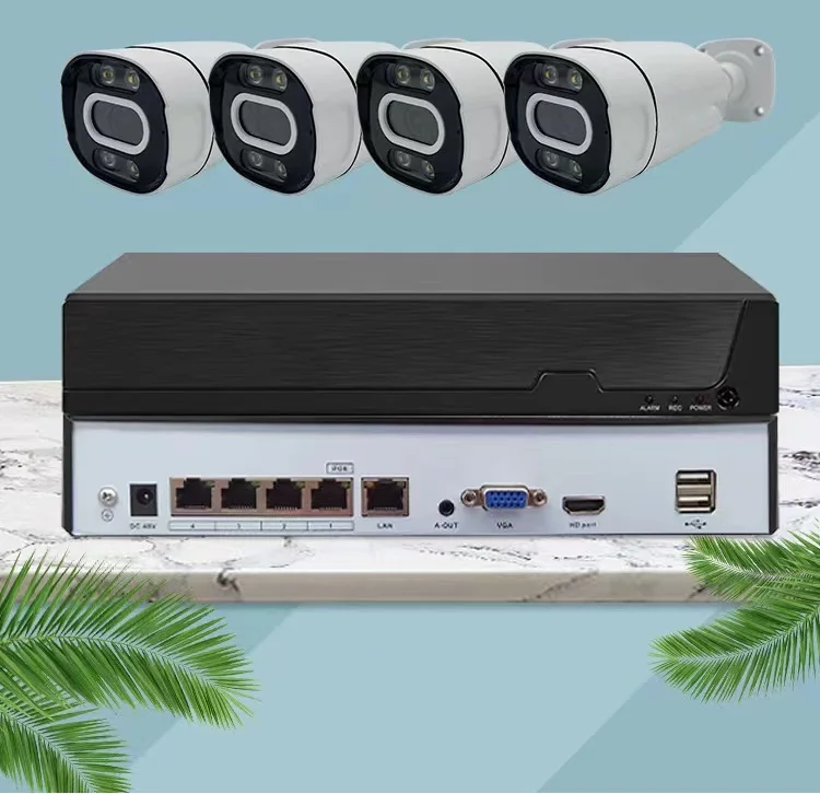 Manufacturer wholesale IP POE Camera 1080P 1000GB Storage 4CH POE NVR Color Waterproof Network 4 Camera Kit