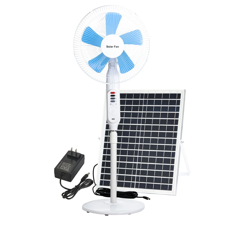 Multi-function Portable Lithium Battery Ac Dc Rechargeable Fan with Solar Panel