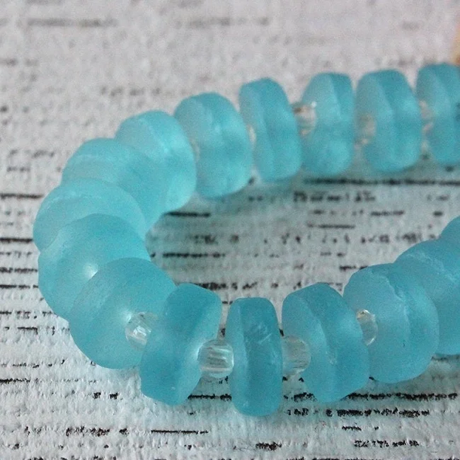 Heishi Aqua Glass round loose gemstone bead stone natural beads for jewelry making