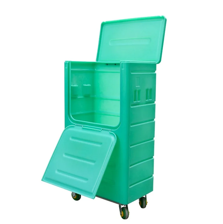 Wholesale hotel used warehouse mobile plastic laundry cage trolley roll linen trolley