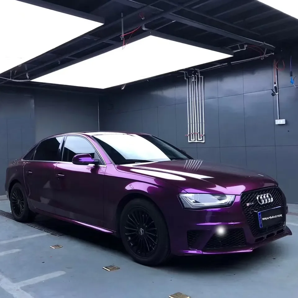 1.52*18m midnight purple super glossy metallic full body car vinyl wrap price vehicle wraps